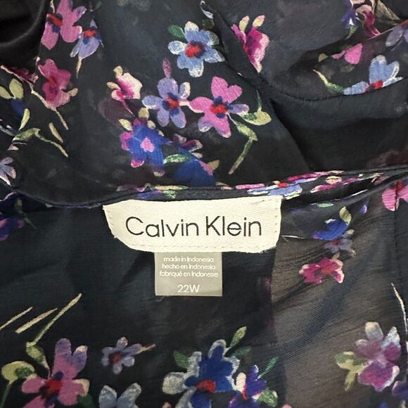 NWT Calvin Klein Womens Sleeveless Maxi Dress Purple Floral Size 22W MSRP $129 - Picture 10 of 11